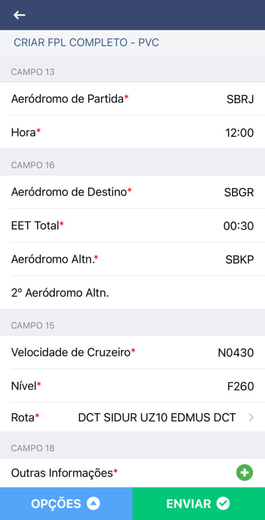 como preencher um plano de voo - 2