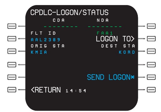 CPDLC na aviação - logon